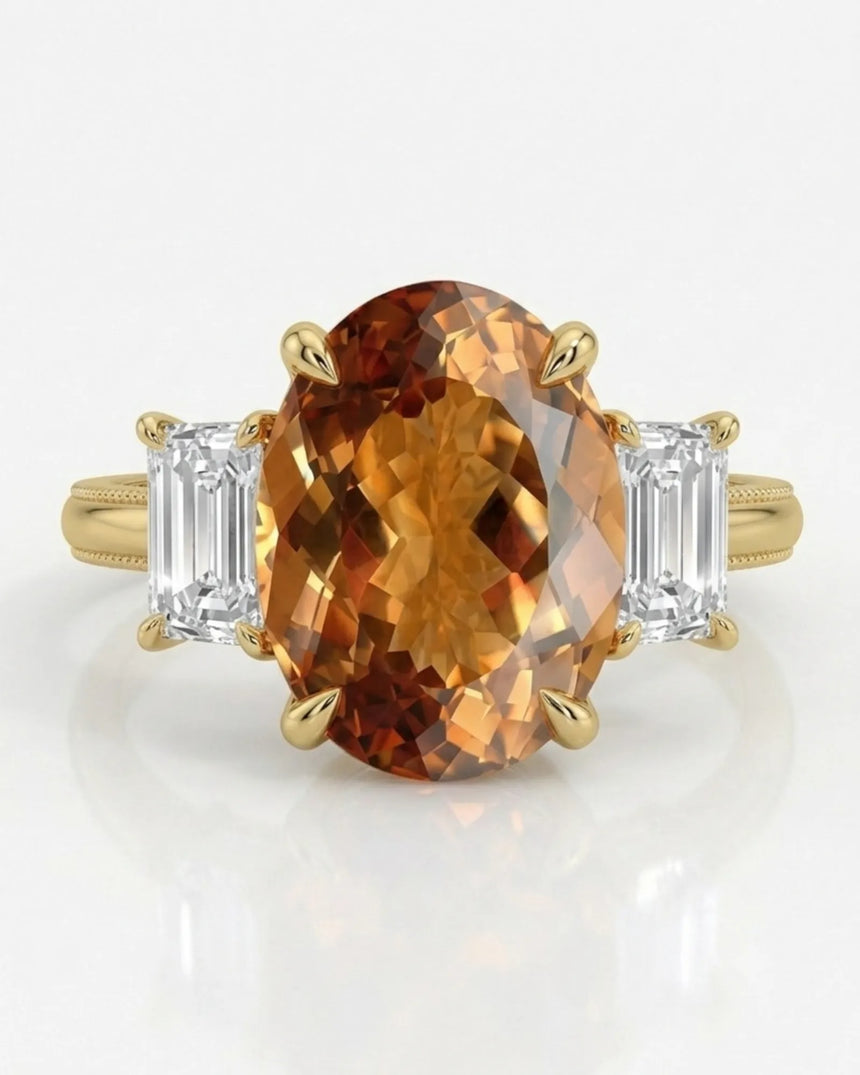 Lucent Step yellow gold Build My Ring setting for oval Topaz | SARATTI