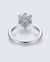 Luxury 3 ct moissanite engagement ring with six prongs in platinum - SARATTI