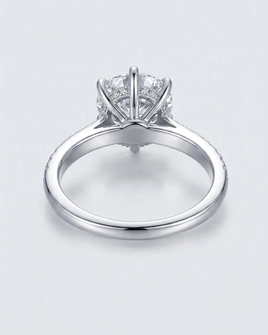 Luxury 3 ct moissanite engagement ring with six prongs in platinum - SARATTI