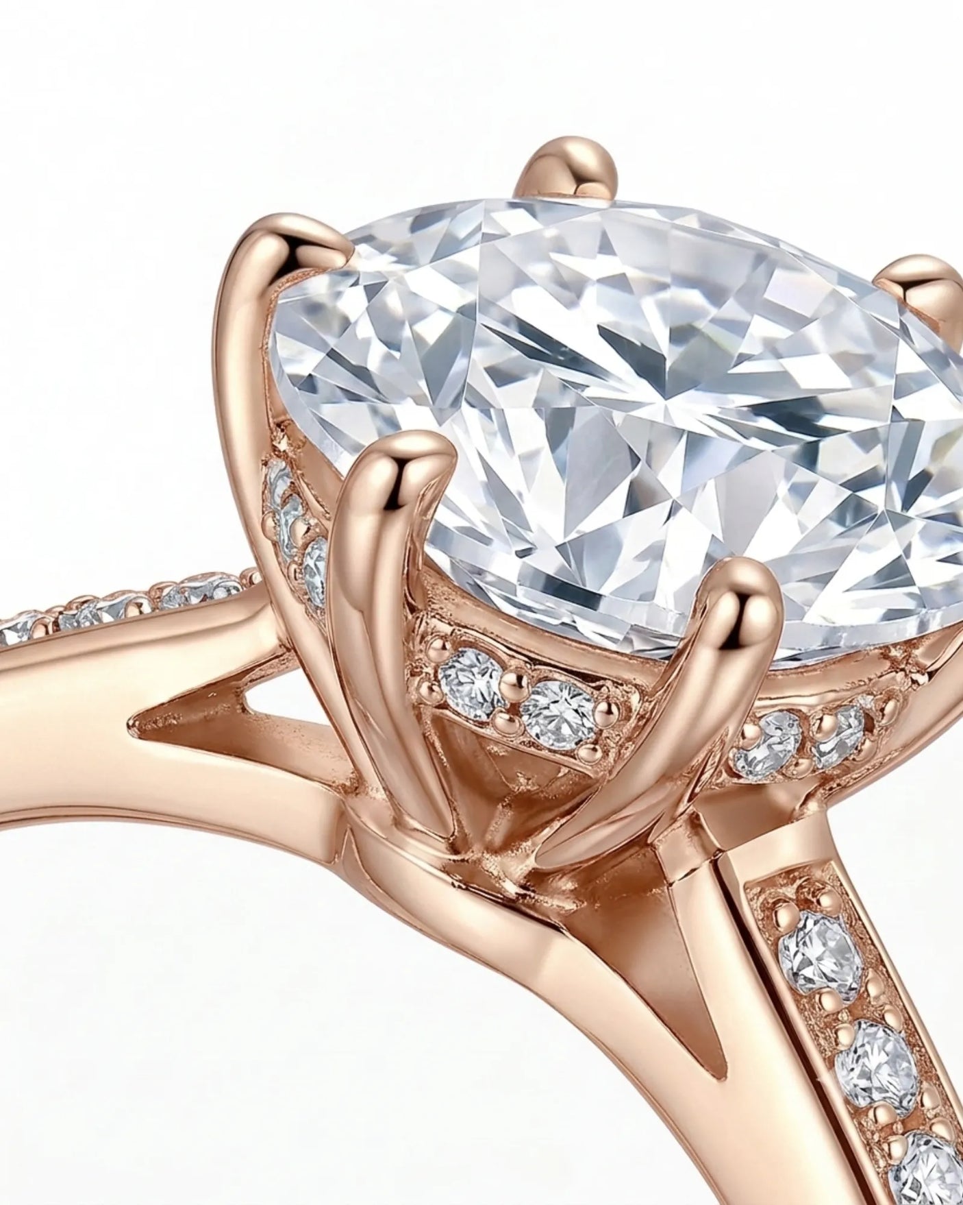 Luxury 3 ct moissanite engagement ring with six prongs in rose gold - SARATTI