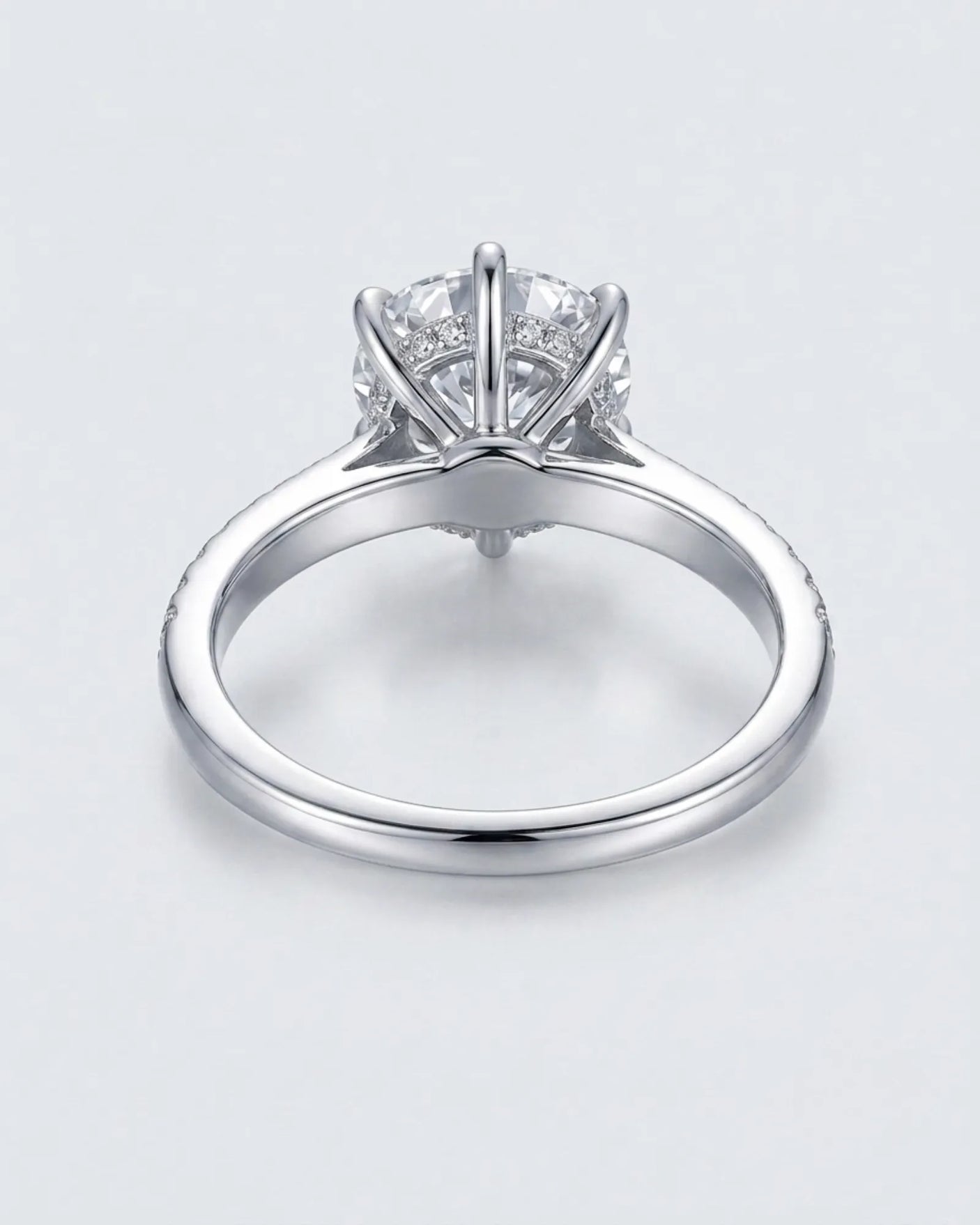 Luxury 3 ct moissanite engagement ring with six prongs in white gold - SARATTI