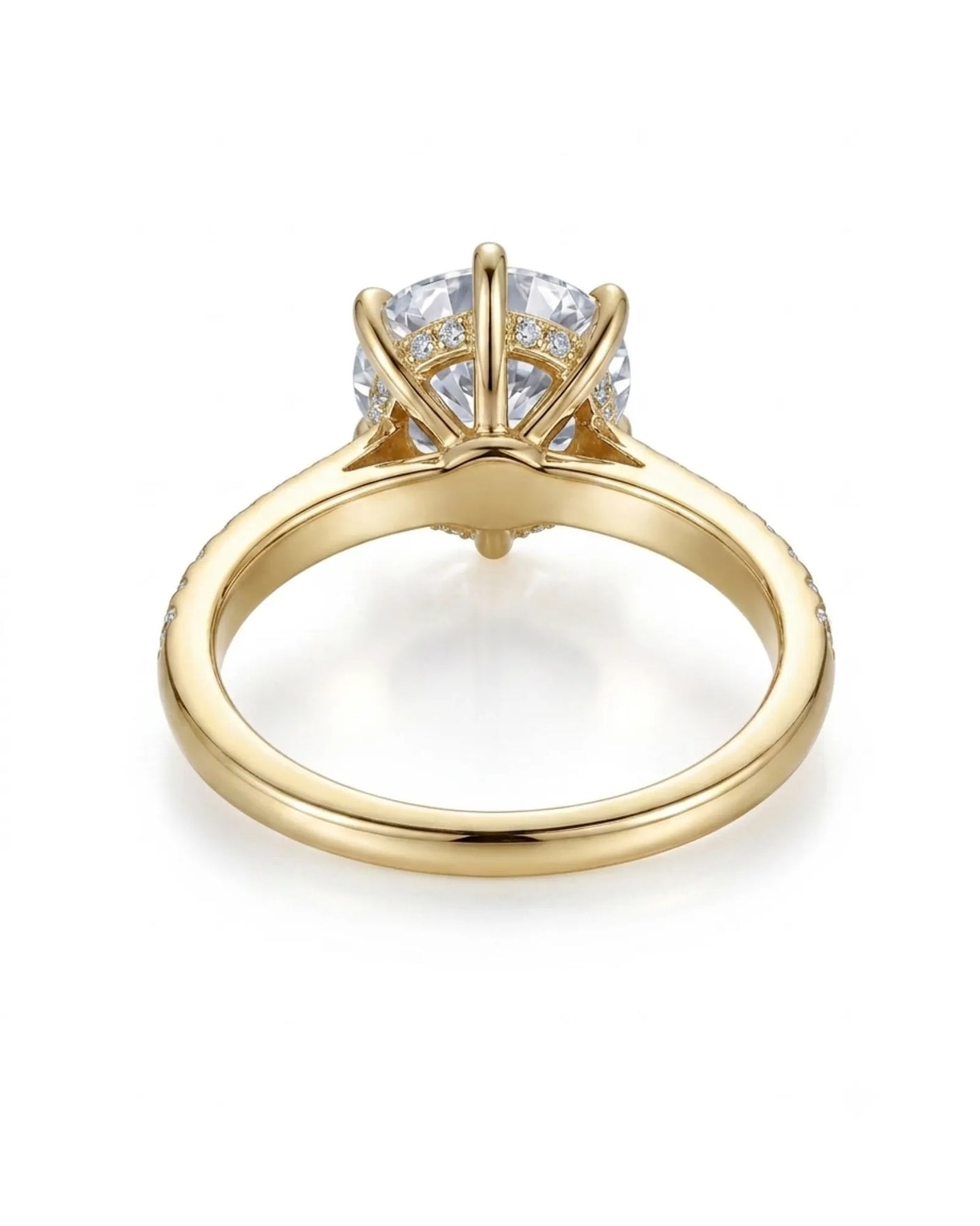 Luxury 3 ct moissanite engagement ring with six prongs in yellow gold - SARATTI