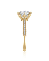 Luxury 3 ct moissanite engagement ring with six prongs in yellow gold | SARATTI
