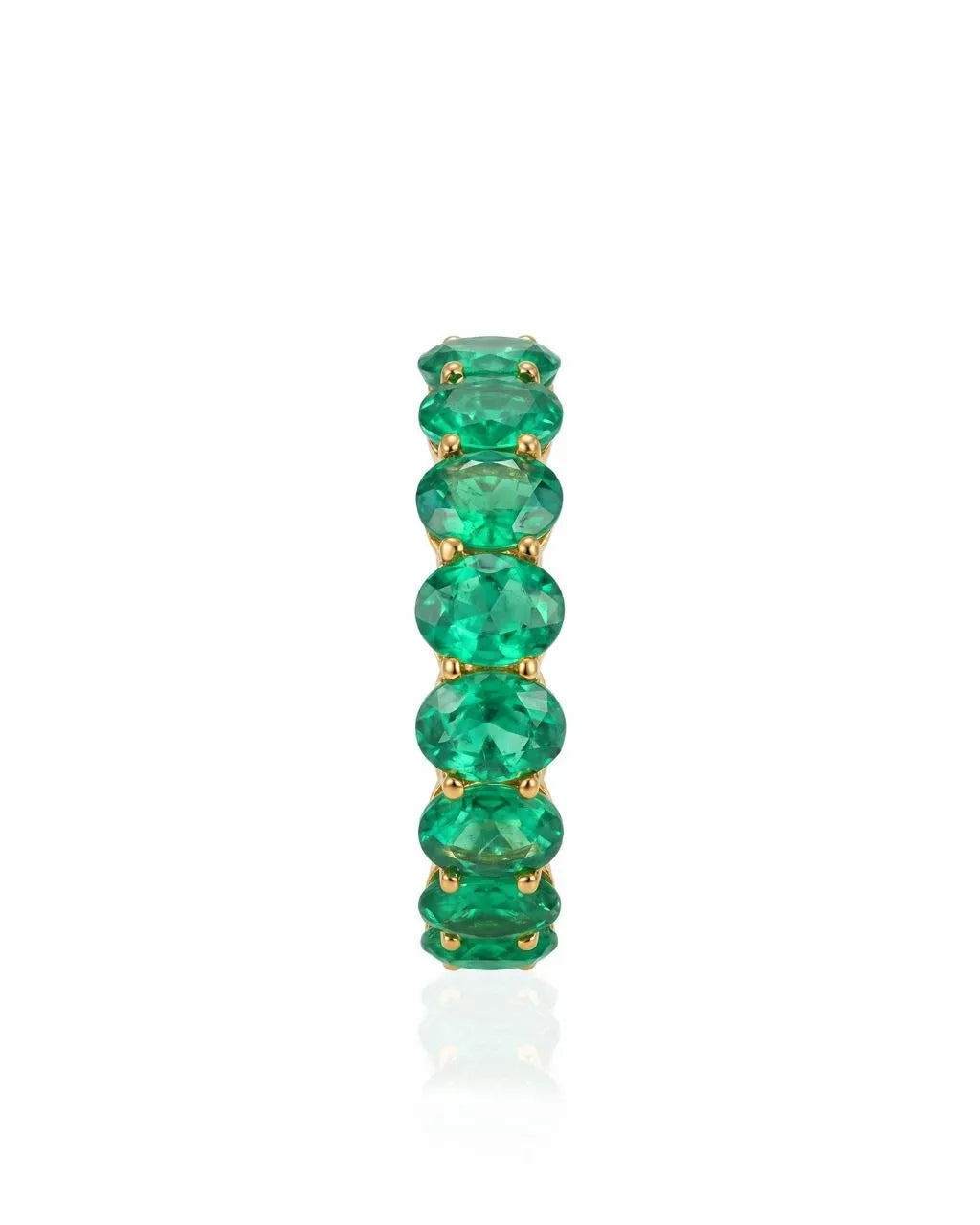 Luxury Colombian emerald eternity band with oval stones in 18K Yellow Gold | SARATTI