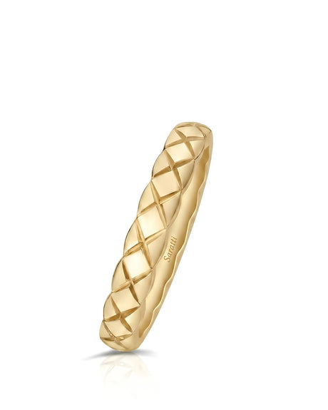Luxury Hot Cross diamond eternity ring with bold sculptural detailing crafted in rich 18K yellow gold | SARATTI