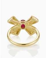 Luxury Ruby and Diamond Ring Pigeon Blood Red Ruby 18K Yellow Gold | SARATTI