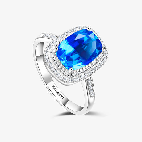 Luxury Tanzanite Halo Ring for Anniversary | SARATTI