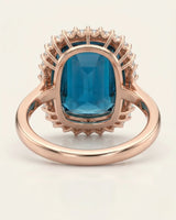 Luxury blue tourmaline and diamond ring in rose gold with refined halo design - SARATTI