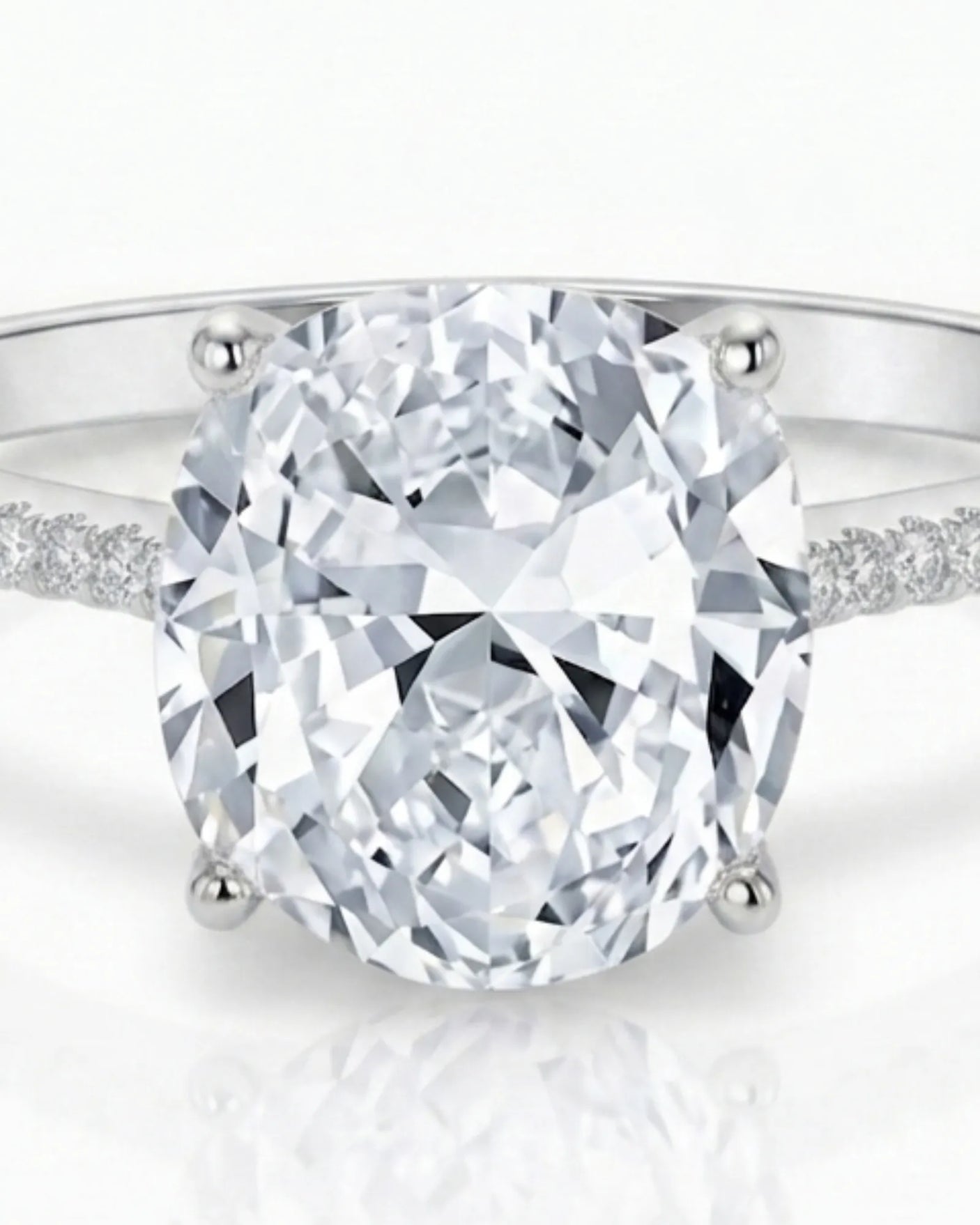 Luxury cushion cut moissanite pavé ring in platinum for elegant buyers - SARATTI