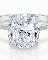Luxury cushion cut moissanite pavé ring in platinum for elegant buyers - SARATTI