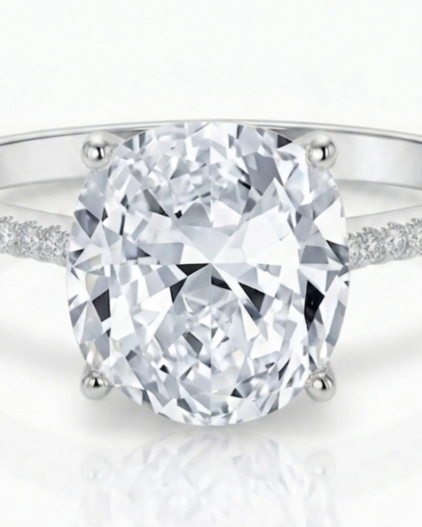 Luxury cushion cut moissanite pavé ring in platinum for elegant buyers - SARATTI