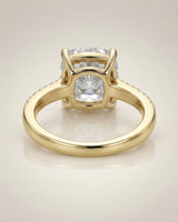 Luxury cushion cut moissanite pavé ring in yellow gold for elegant buyers - SARATTI