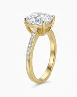 Luxury cushion cut moissanite pavé ring in yellow gold for elegant buyers | SARATTI