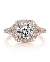 Luxury cushion moissanite engagement ring with dimensional halo and refined 18K rose gold craftsmanship | SARATTI