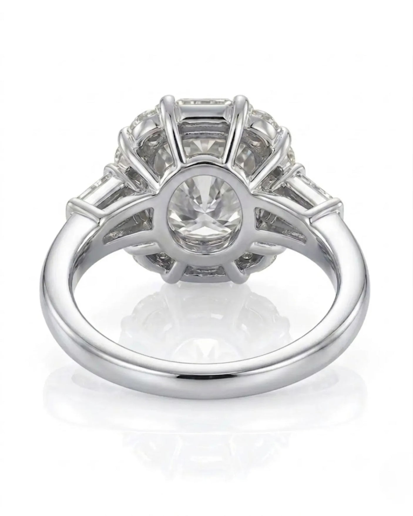Luxury cushion moissanite ring with geometric halo and timeless platinum setting | SARATTI