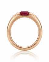 Luxury cushion ruby solitaire ring in polished 18K rose gold craftsmanship | SARATTI