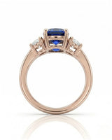 Luxury cushion sapphire diamond ring crafted in refined 18K rose gold - SARATTI