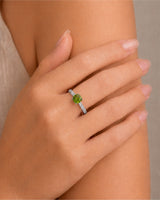 Luxury cushion tourmaline and diamond ring in elegant 18K White Gold | SARATTI