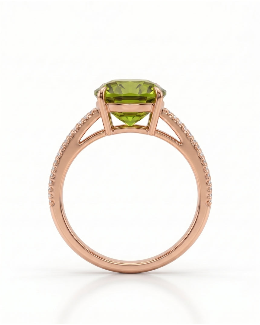 Luxury cushion tourmaline and diamond ring in refined 18K Rose Gold | SARATTI