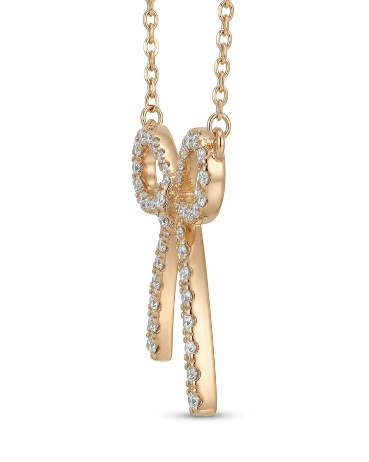 Luxury diamond ribbon bow necklace with delicate openwork craftsmanship in 18K yellow gold | SARATTI