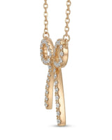 Luxury diamond ribbon bow necklace with delicate openwork craftsmanship in 18K yellow gold | SARATTI