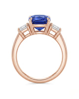 Luxury emerald cut sapphire ring with diamond accents in 18K rose gold - SARATTI