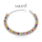 Luxury fancy sapphire tennis bracelet close-up detail | SARATTI