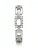 Luxury geometric chain diamond ring with contemporary link design in durable polished platinum | SARATTI