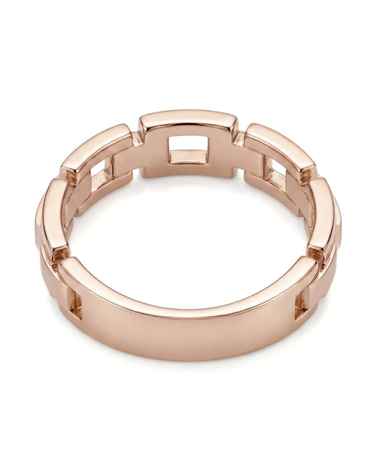 Luxury geometric chain diamond ring with contemporary link design in romantic 18K rose gold | SARATTI