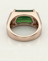 Luxury green tourmaline and diamond engagement ring in rose gold with architectural design - SARATTI