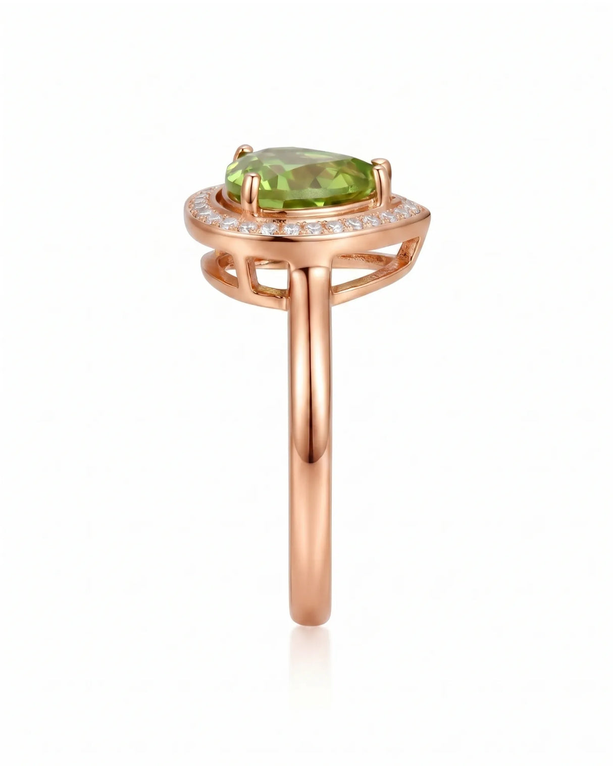Luxury green tourmaline and diamond halo ring in elegant 18K Rose Gold - SARATTI