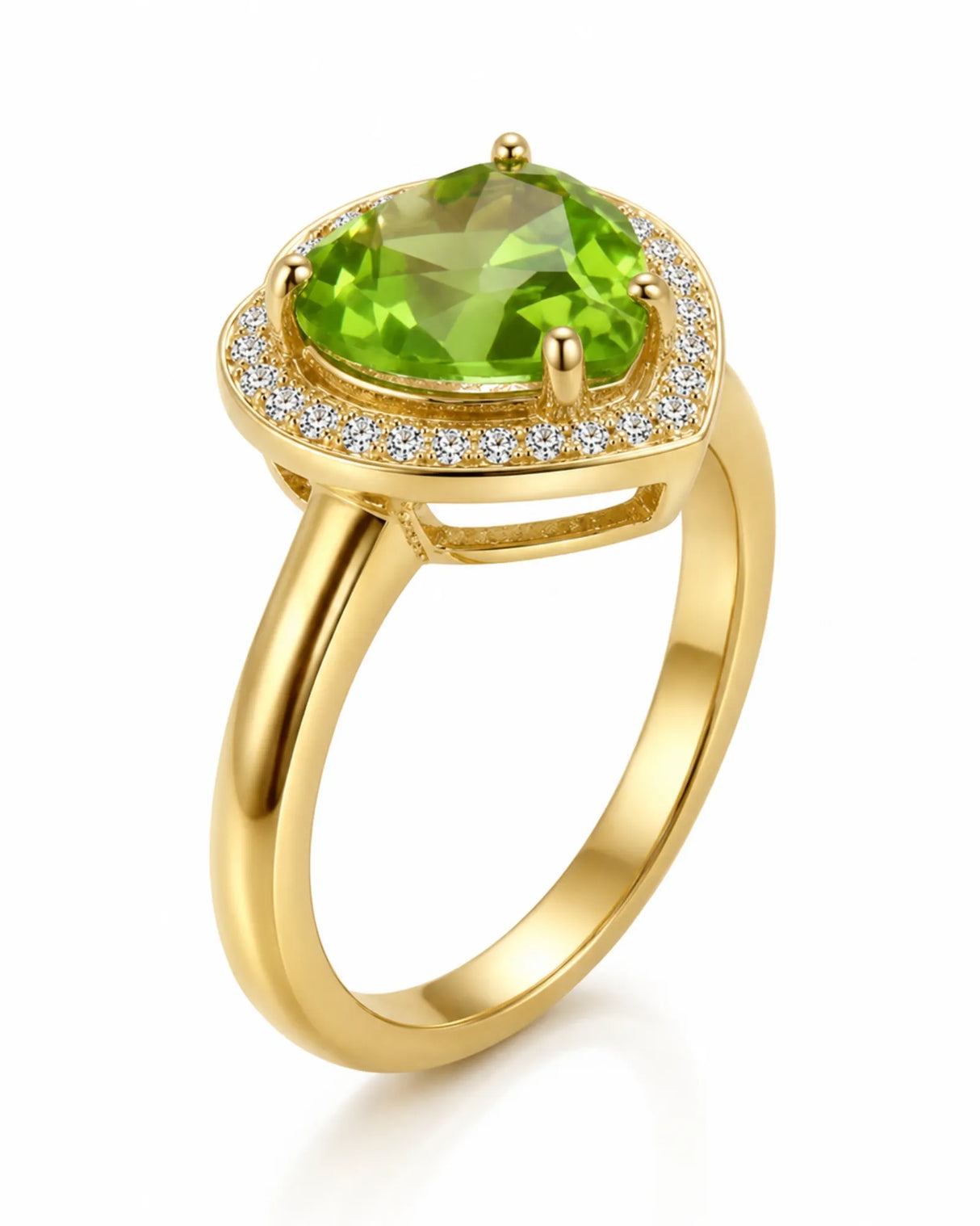 Luxury green tourmaline and diamond halo ring in elegant 18K Yellow Gold - SARATTI