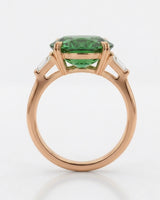 Luxury green tourmaline and diamond ring in rose gold with refined three-stone design - SARATTI