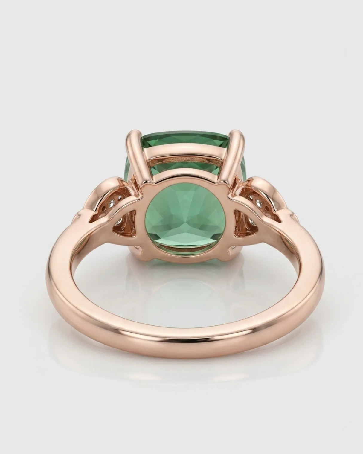 Luxury green tourmaline and diamond ring in rose gold with romantic three-stone design - SARATTI