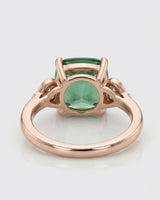 Luxury green tourmaline and diamond ring in rose gold with romantic three-stone design - SARATTI
