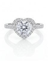 Luxury heart moissanite engagement ring with brilliant halo and enduring platinum craftsmanship | SARATTI