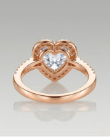 Luxury heart moissanite engagement ring with brilliant halo and refined 18K rose gold craftsmanship - SARATTI