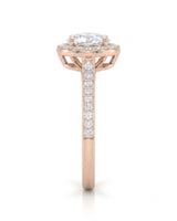 Luxury heart shaped moissanite ring with halo side stones in rose gold - SARATTI