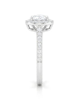 Luxury heart shaped moissanite ring with halo side stones in white gold -- SARATTI