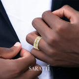Luxury men’s diamond ring with nautical rope detail in 18K yellow gold - SARATTI