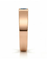 Luxury men’s ring with vivid blue diamond and structured 18K rose gold design - SARATTI