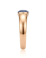Luxury minimalist blue sapphire ring crafted in refined 18K rose gold | SARATTI