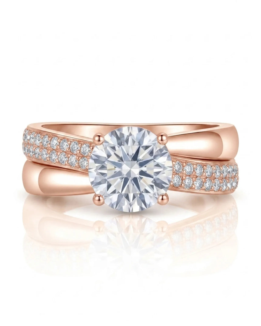 Luxury moissanite engagement ring with floating centre and refined 18K rose gold craftsmanship | SARATTI