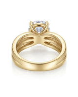 Luxury moissanite engagement ring with floating centre and rich 18K yellow gold craftsmanship - SARATTI