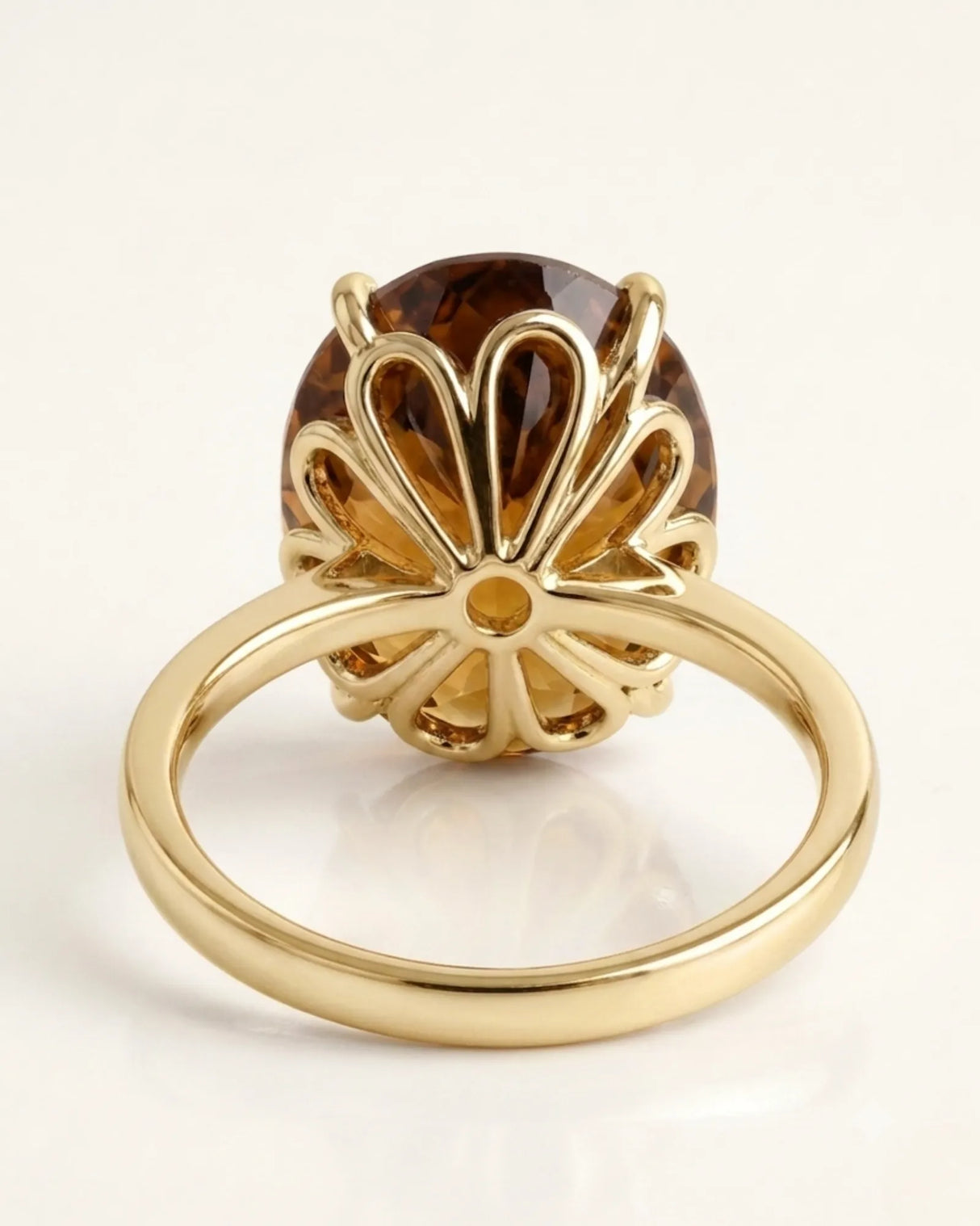Luxury natural Imperial Topaz statement ring with oval solitaire design in premium 18K yellow gold | SARATTI