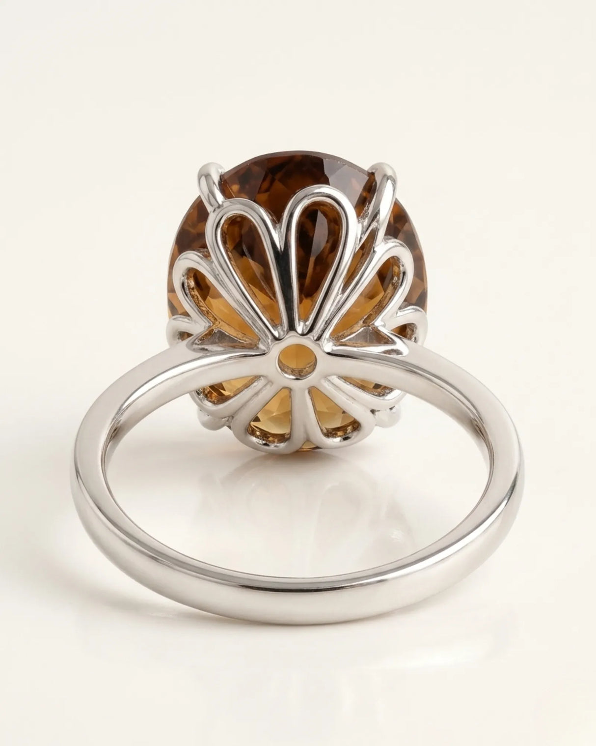 Luxury natural Imperial Topaz statement ring with oval solitaire design in premium platinum | SARATTI