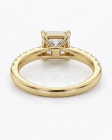 Luxury natural diamond engagement ring with radiant centre and pavé-set 18K yellow gold band - SARATTI