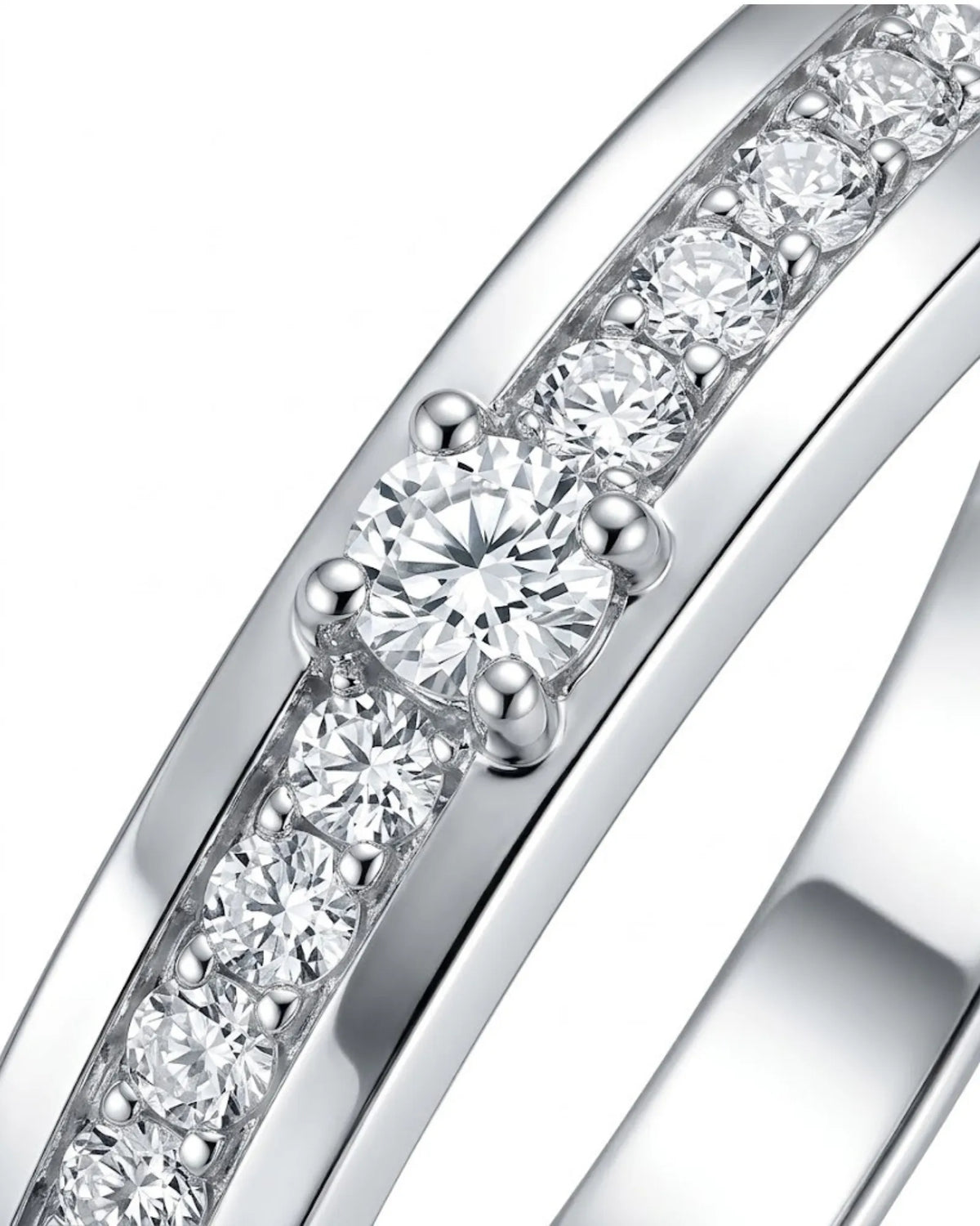 Luxury natural diamond wedding band pair with timeless channel-set brilliance in refined 18K white gold | SARATTI