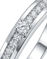 Luxury natural diamond wedding band pair with timeless channel-set brilliance in refined 18K white gold | SARATTI