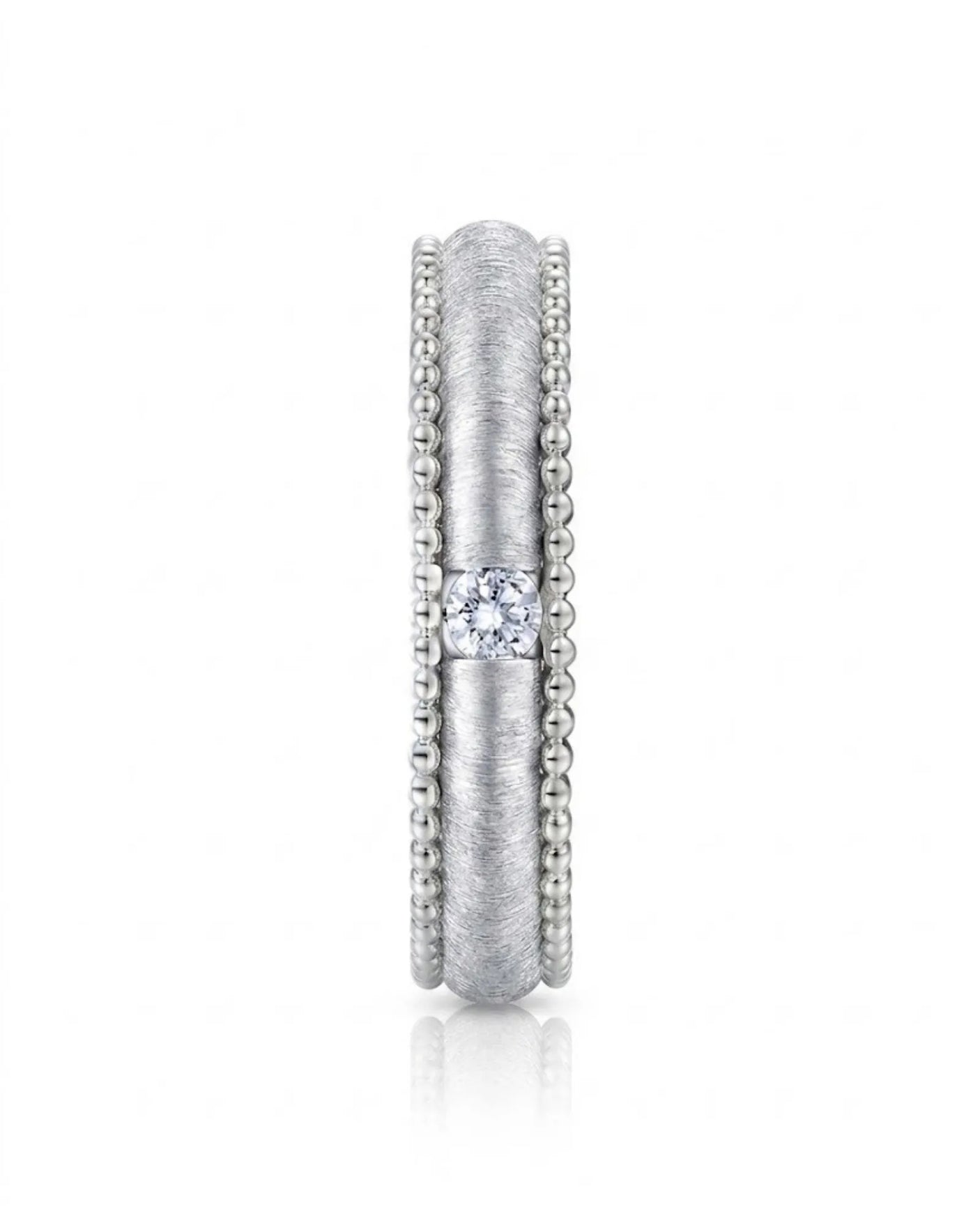 Luxury natural diamond wedding ring with distinctive textured detailing crafted in refined 18K white gold | SARATTI